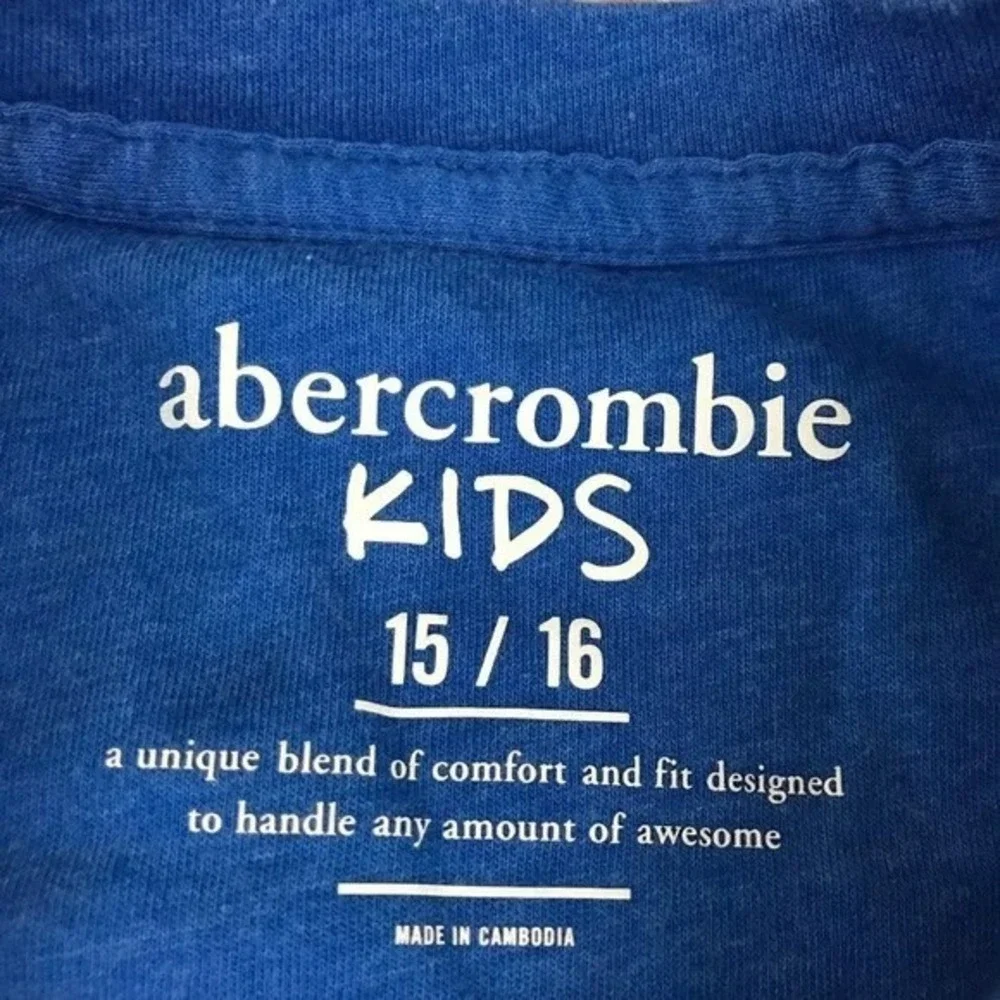 Abercrombie Kids Boys Blue White Striped Fitch‎ New York Graphic T-Shirt 15/16